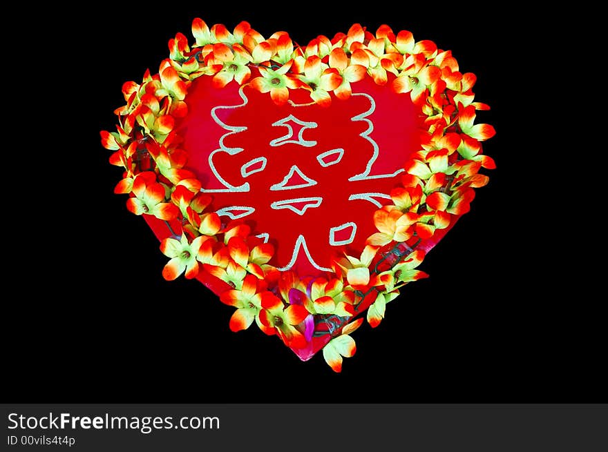 Chinese wedding ornament,red heart with pattern of double happiness. Chinese wedding ornament,red heart with pattern of double happiness