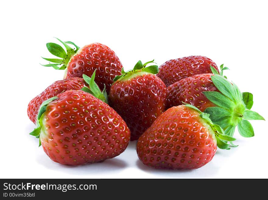 Fresh strawberries on white background