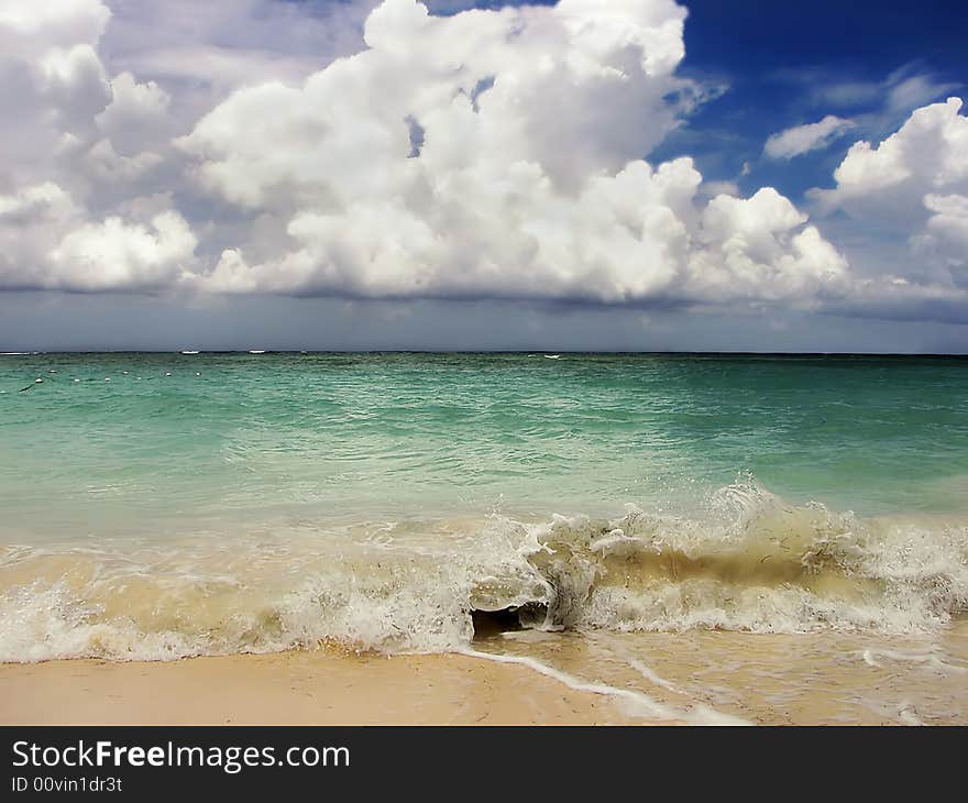 Wave breaking on tropical beach