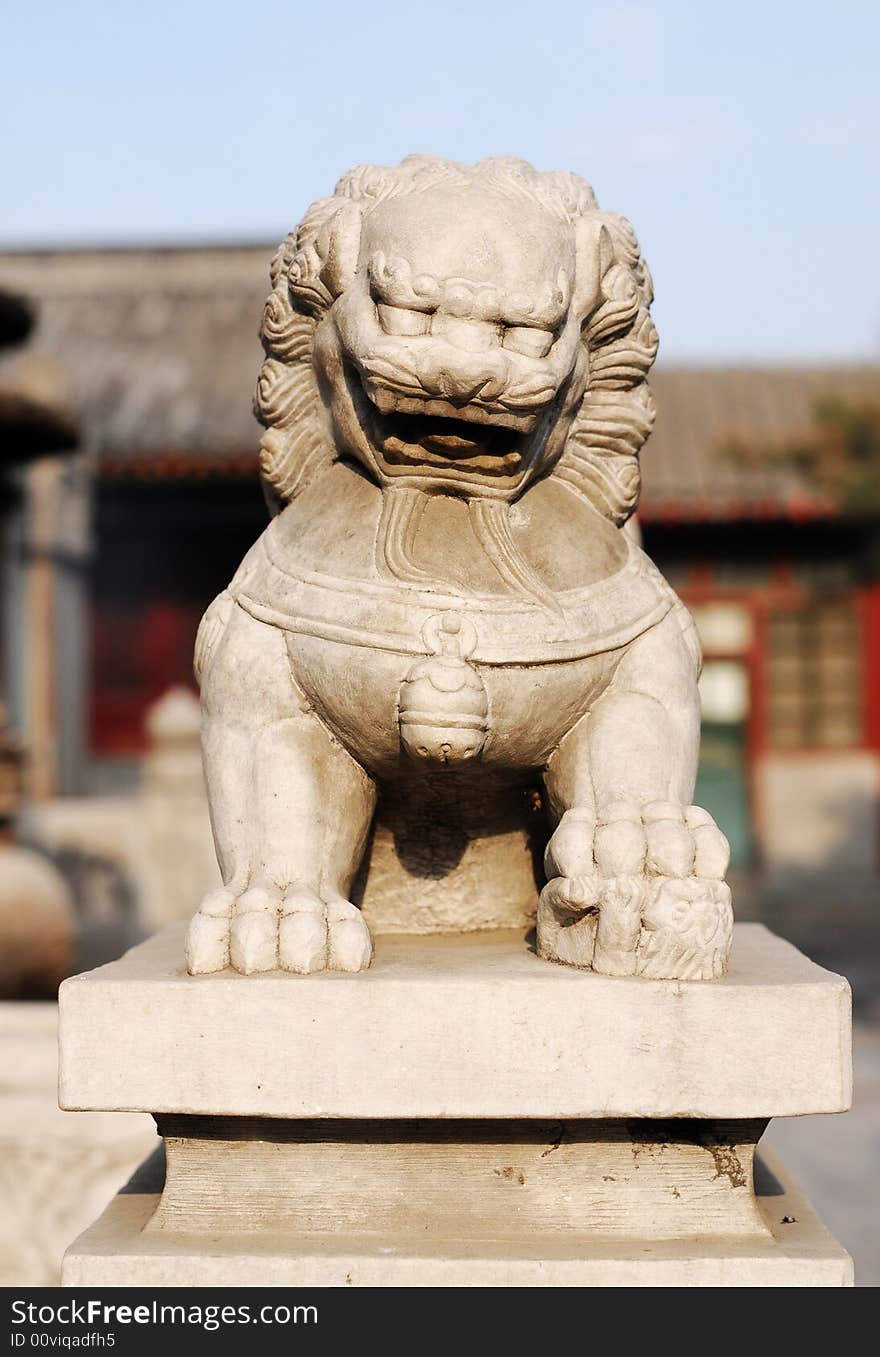 Chinese style stone carving of lion