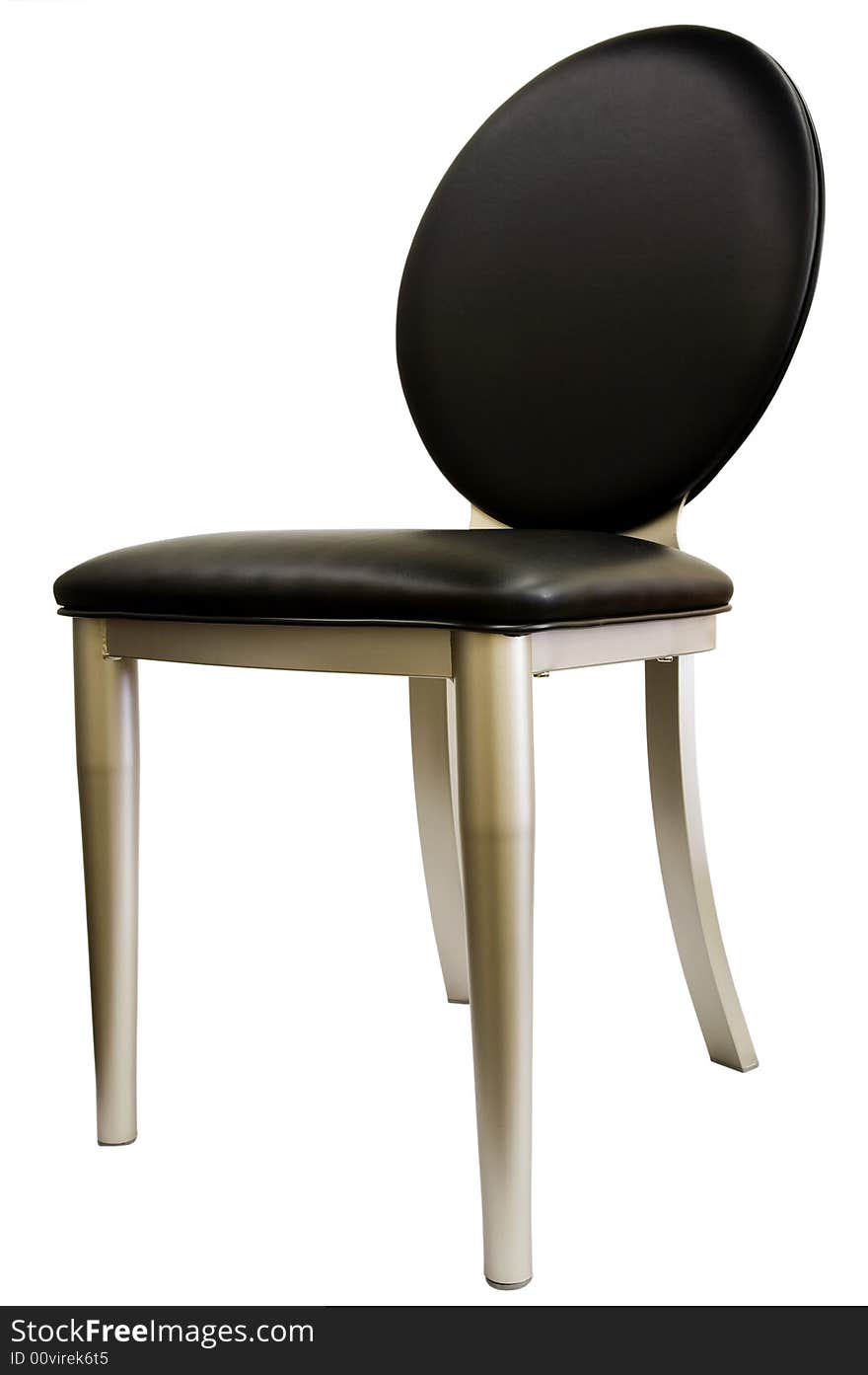 Metal and Black Leather Dining Room Chair