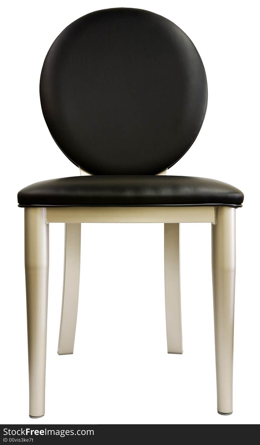 Metal and Black Leather Dining Room Chair