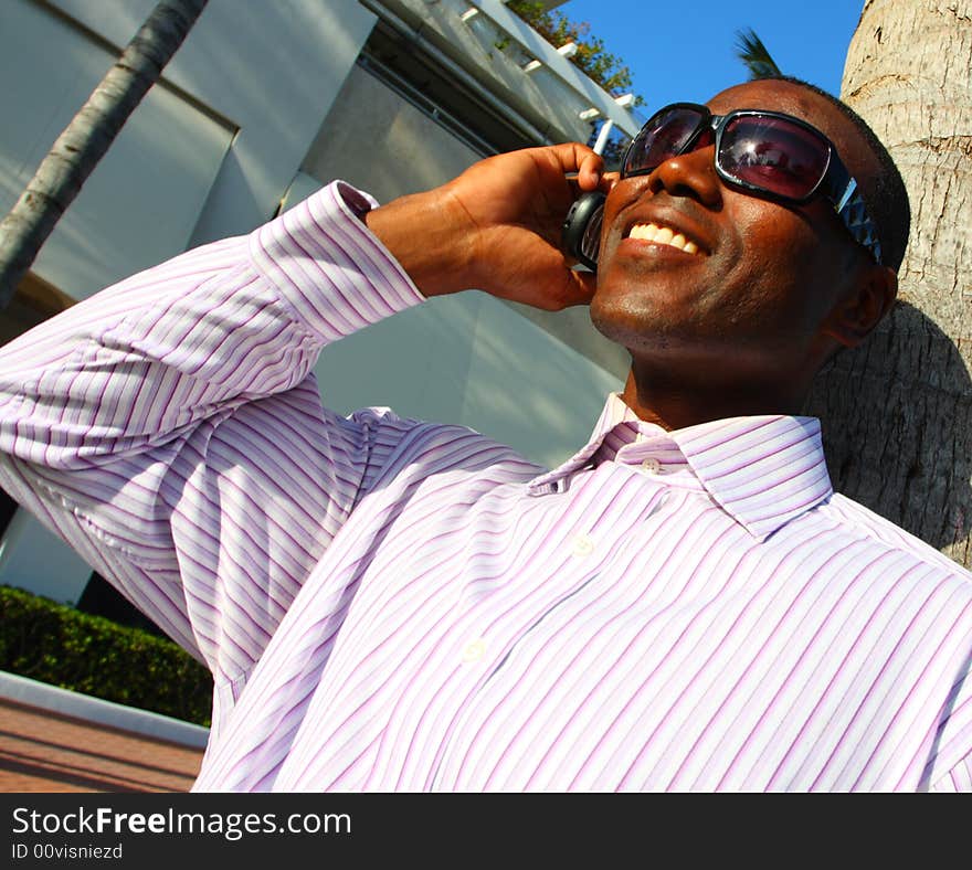 Attractive young businessman on the phone. Attractive young businessman on the phone.