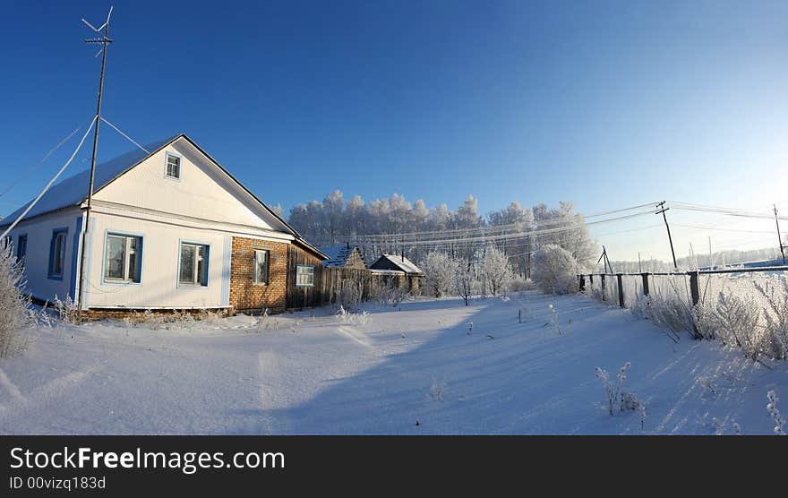 Winter dacha house russian snow life village