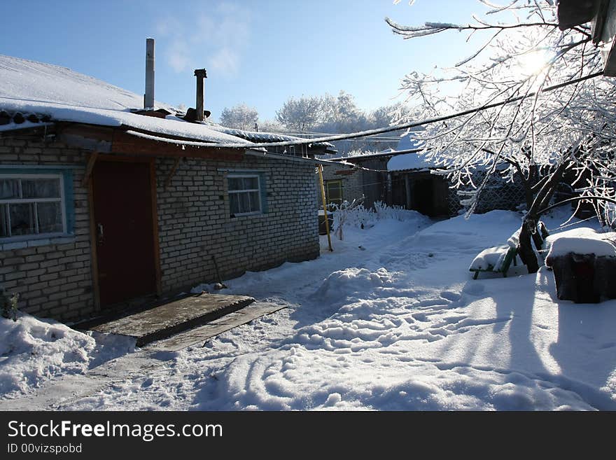 Winter dacha house russian snow life village