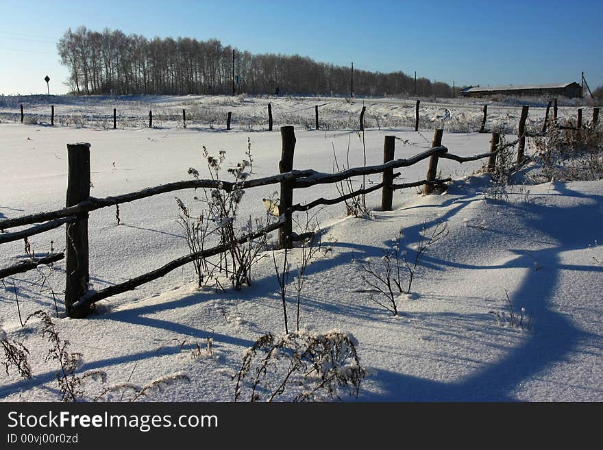 Winter fence season snow tree white landscape