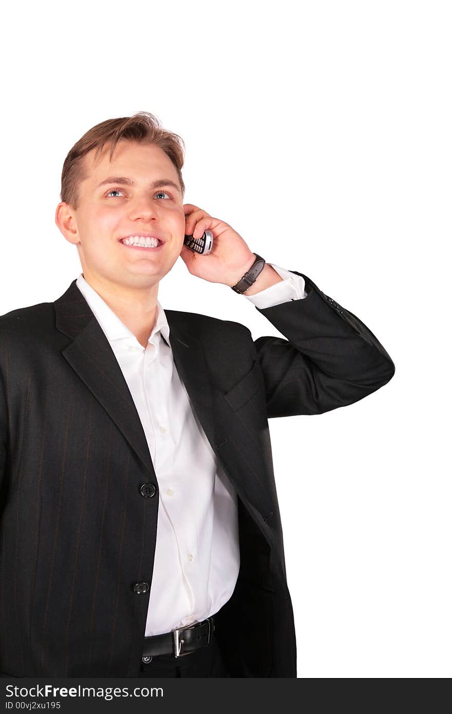 Young Man In Suit With Cellphone