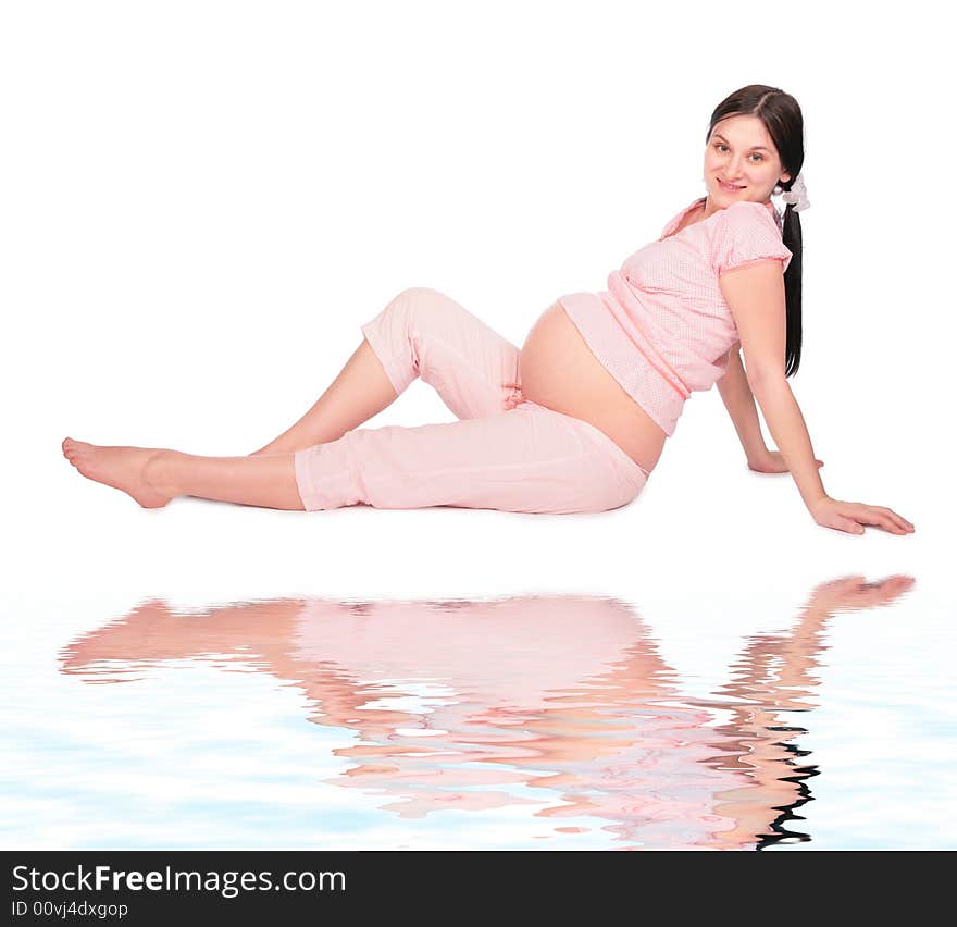 Pregnant Girl Sits On Floor