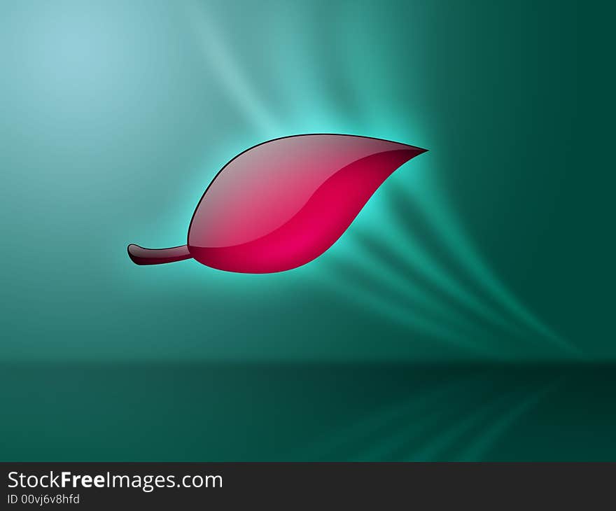 This red crystal leaf is made on cyan background. This red crystal leaf is made on cyan background