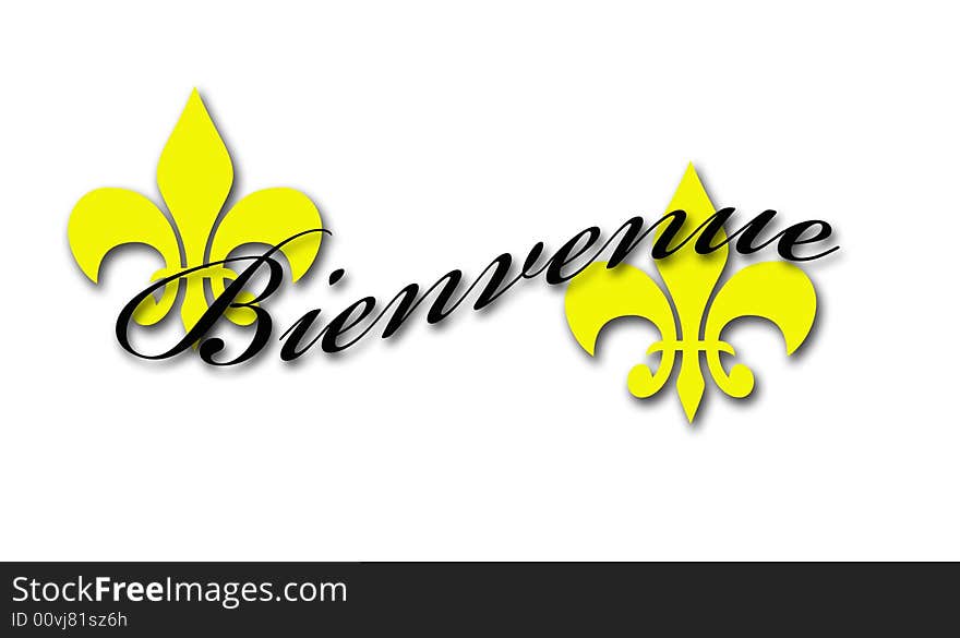 Bienvenue Logo in wave formate with 2 Fleur-de-lis emblems