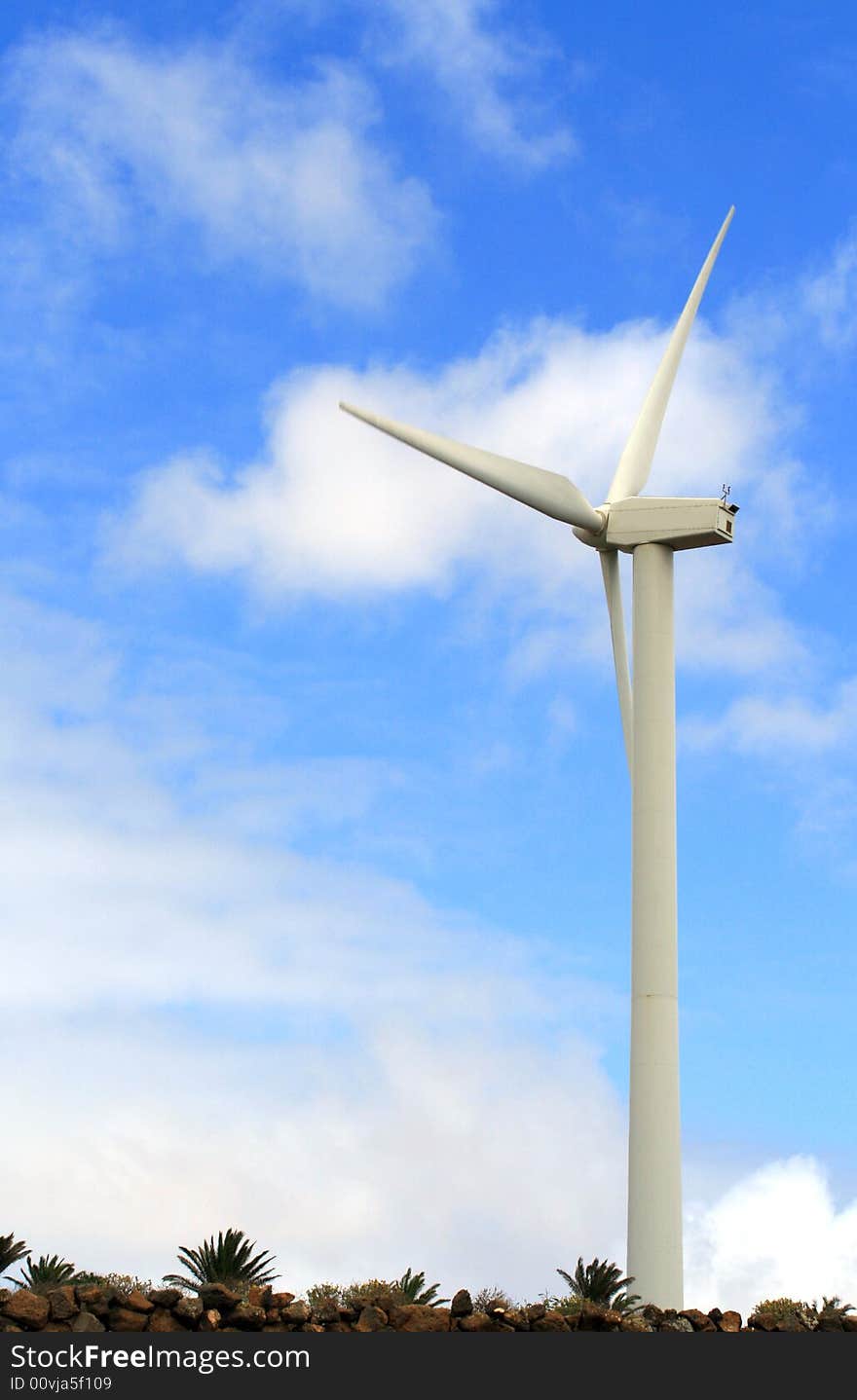 Wind turbine and blue sky