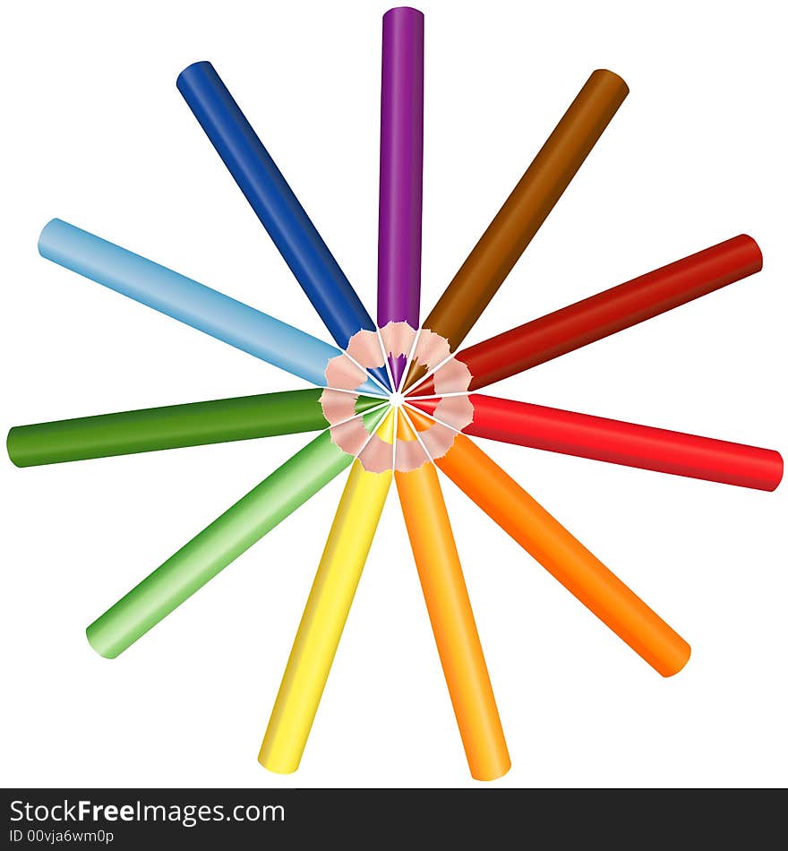 Crayons Circle - colored crayon as vector illustration