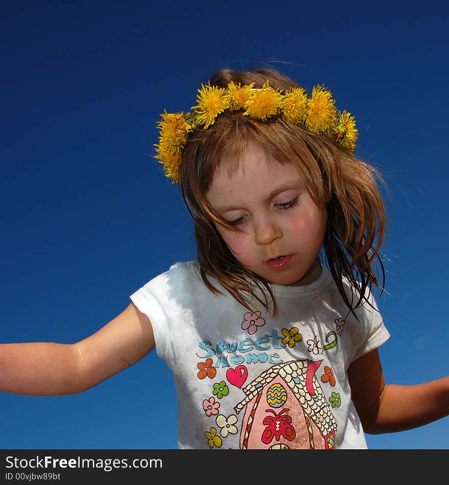 Girl Wearing A Dandelion Diadem