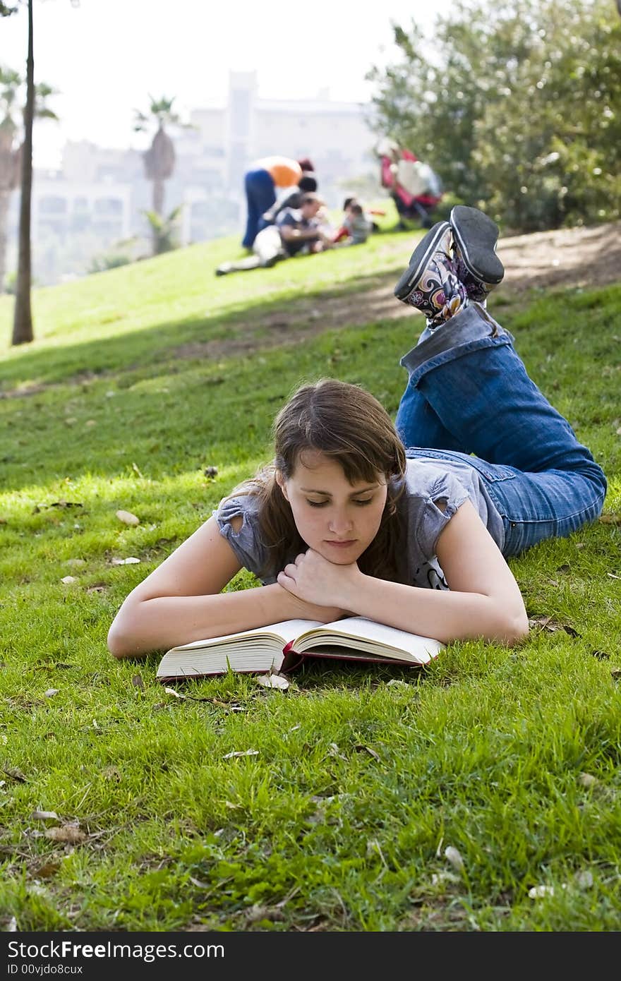 Young Woman Reading A Book