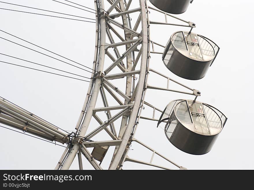 The steel structure of the Ferris wheel. The steel structure of the Ferris wheel.