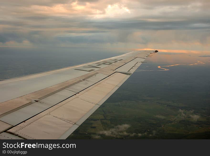 The Lujan river reflecting the sun light from a plane. The Lujan river reflecting the sun light from a plane