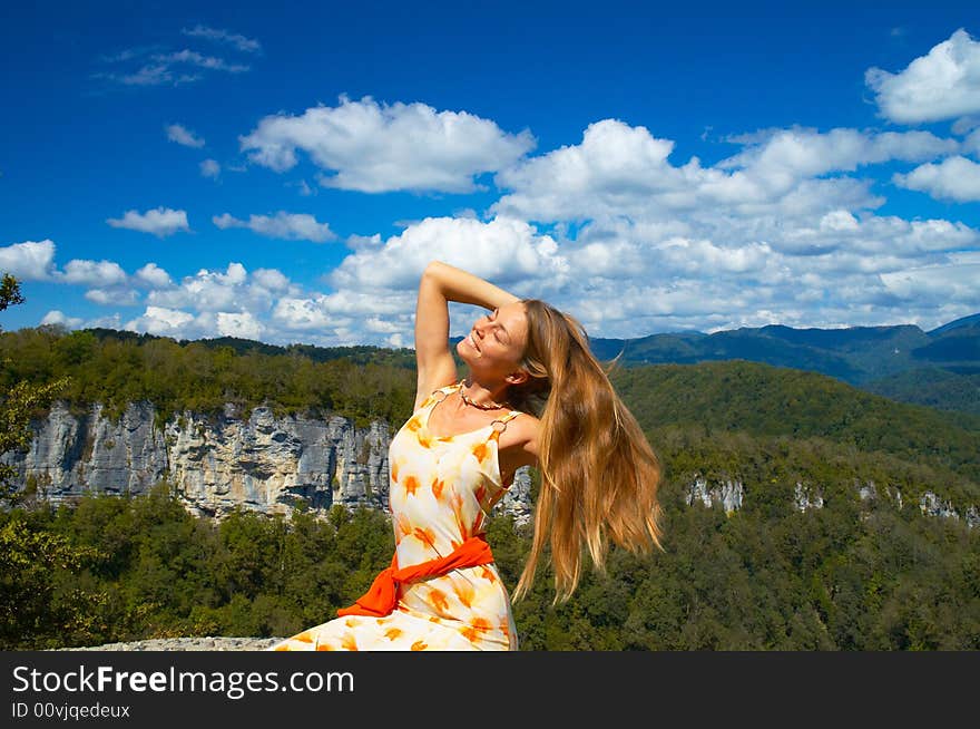 Woman enjoing life with beautiful background. Woman enjoing life with beautiful background