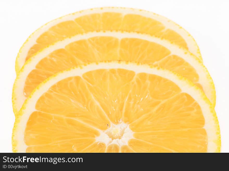 Three slices of orange