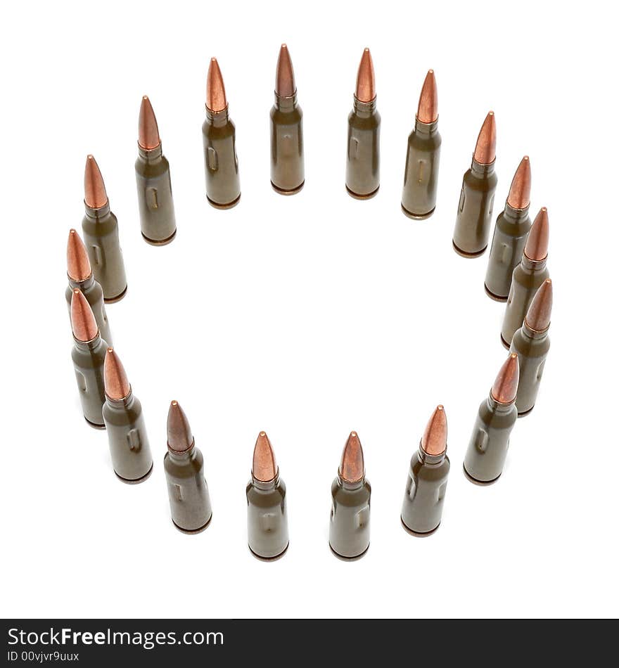 Bullets isolated over a white background