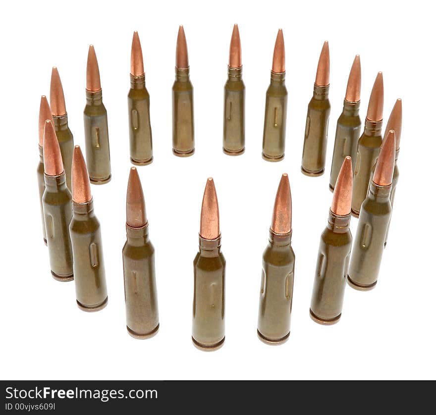 Bullets isolated over a white background