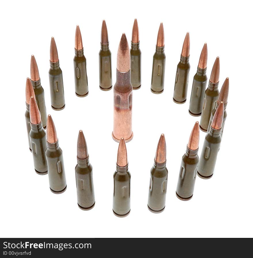 Bullets isolated over a white background