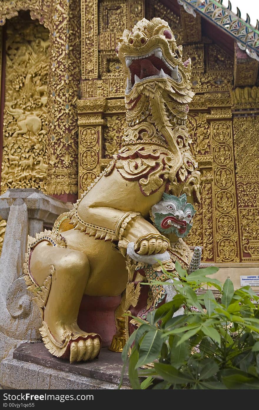 Gold lion statue