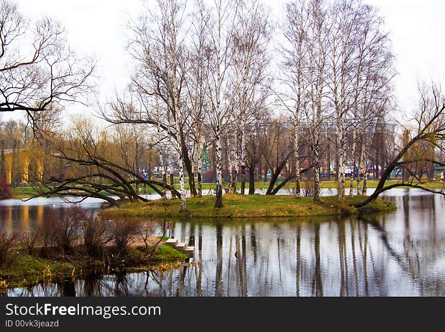 Island in lake at city park