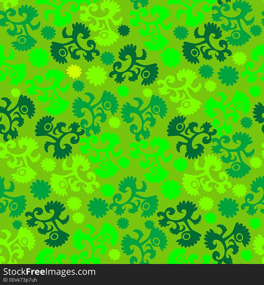 Seamless green floral vector pattern. Seamless green floral vector pattern