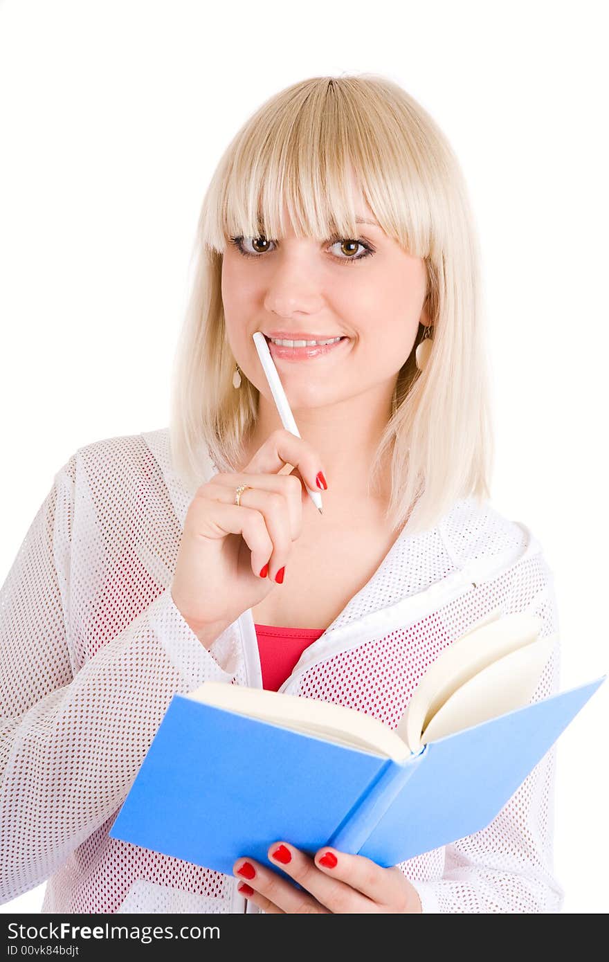 Student with book and pen. Student with book and pen