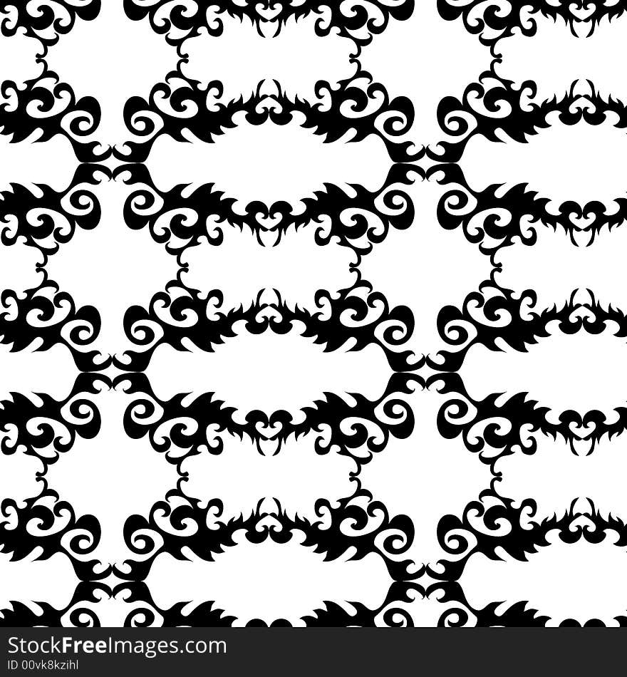 Seamless black ornament vector pattern. Seamless black ornament vector pattern