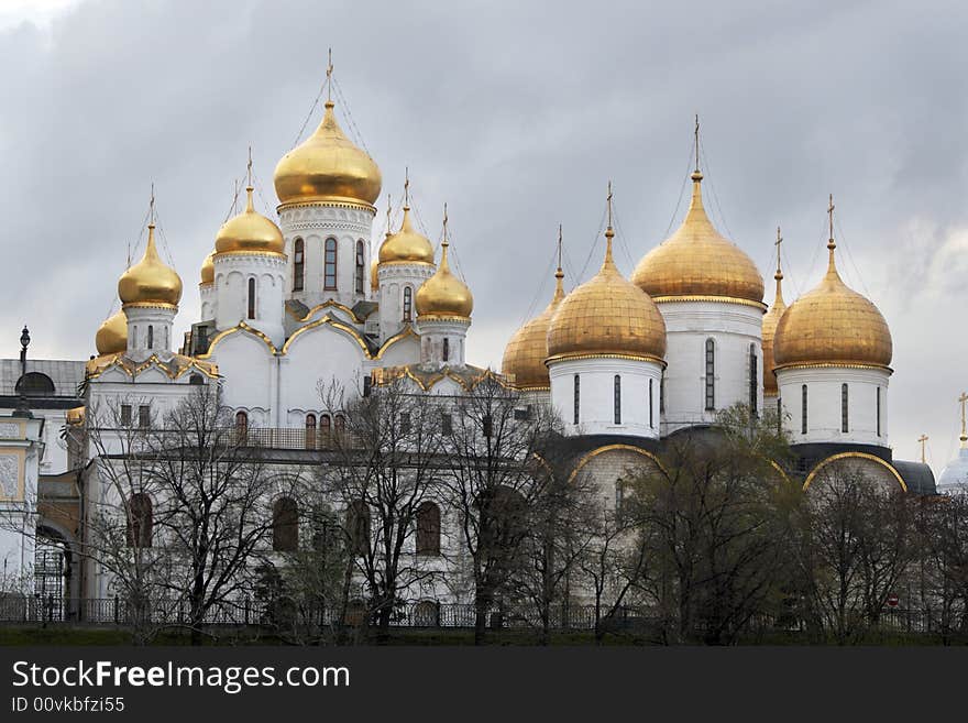 Orthodox temple with gold domes