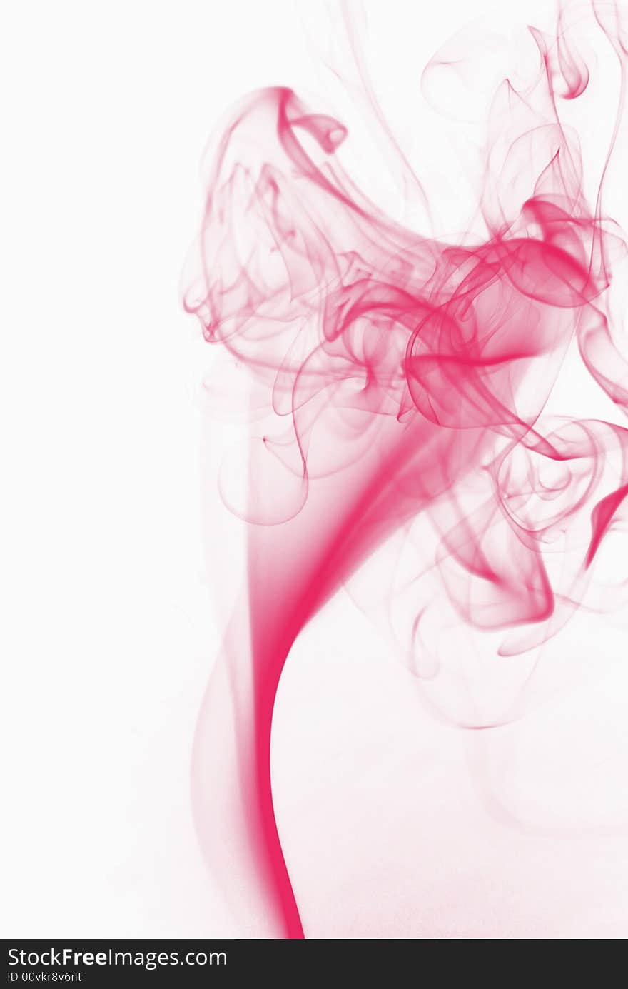 Red smoke in a white background