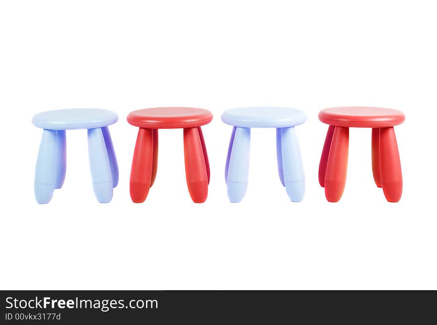 Four colored stools