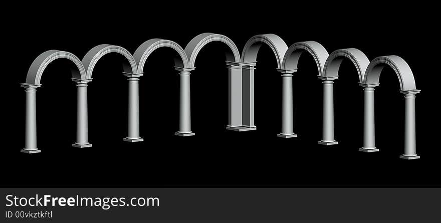 Render of a few white classical columns. Render of a few white classical columns