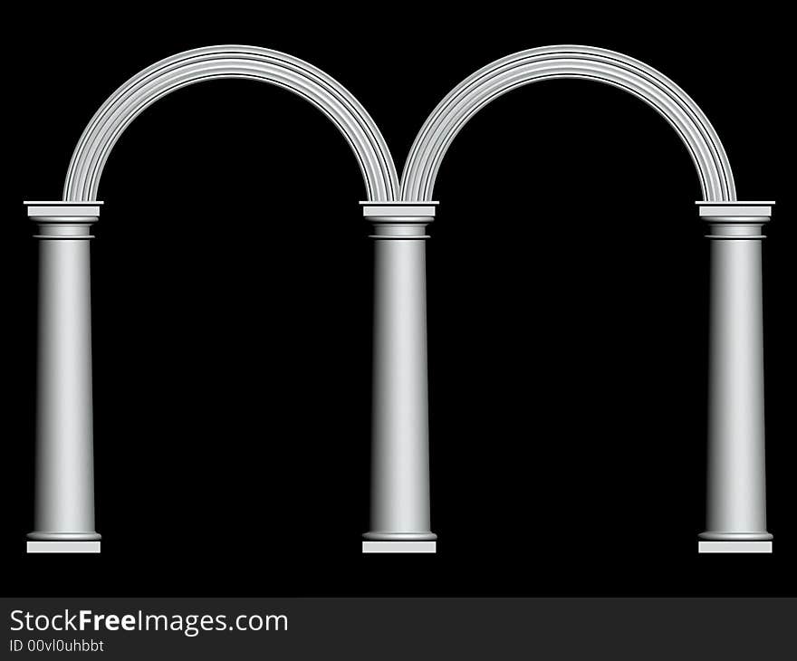 Render of a three white classical columns