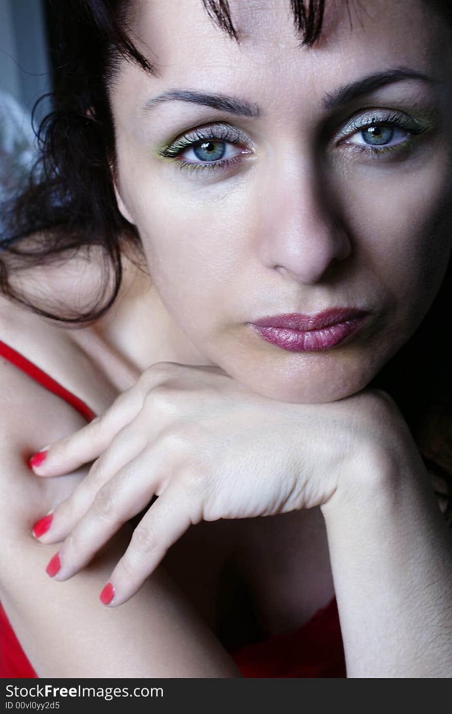 Young woman with green eyes posing. Young woman with green eyes posing