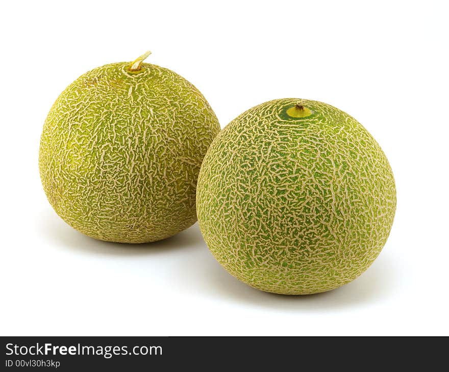 Green melons isolated on a white background