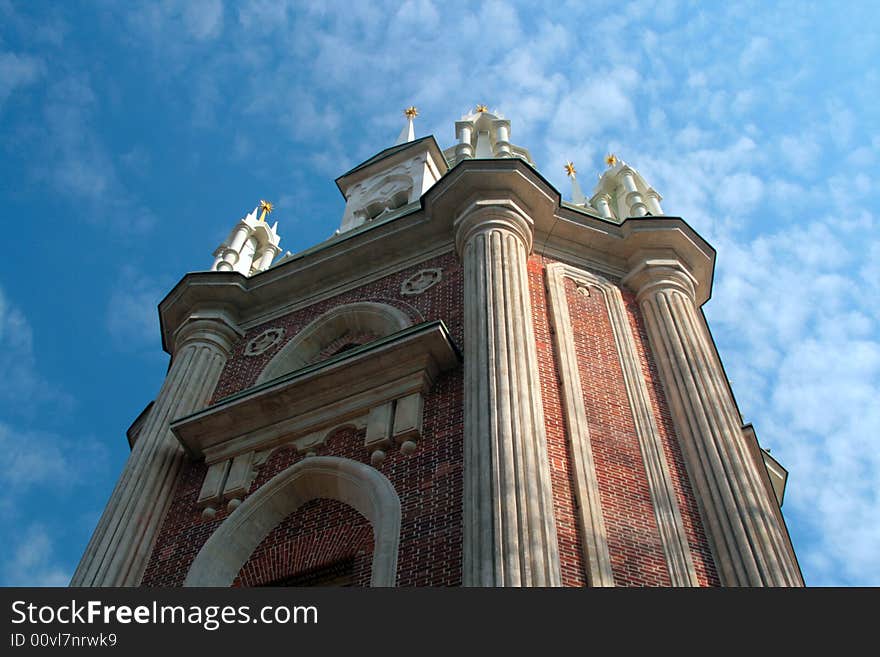 Old building against blue sky. Old building against blue sky.