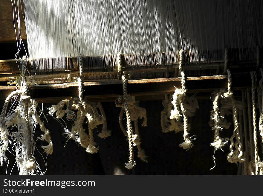 Myanmar, Inle lake: detail of a loom