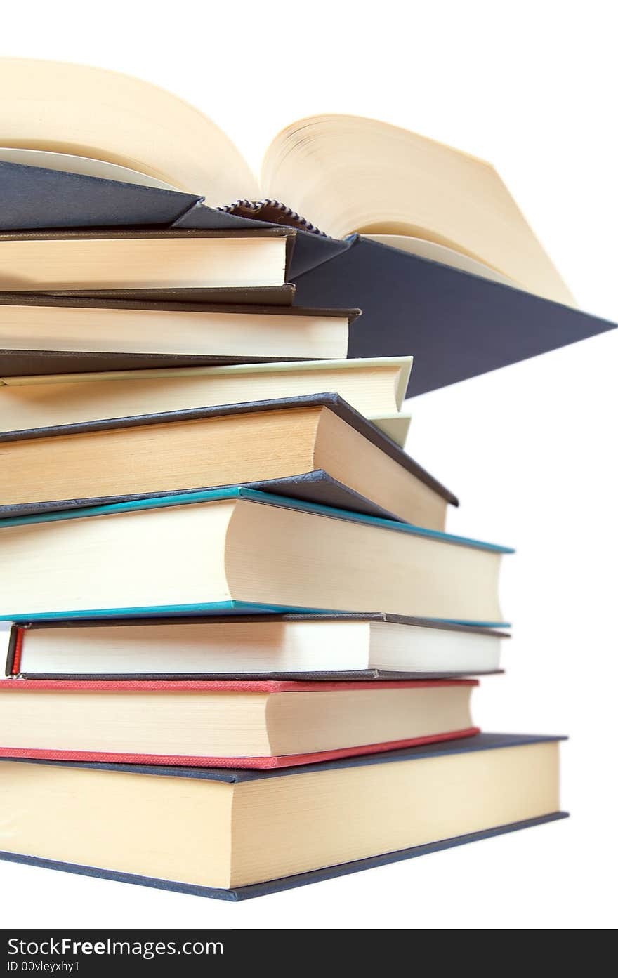 A stack of books isolated over white