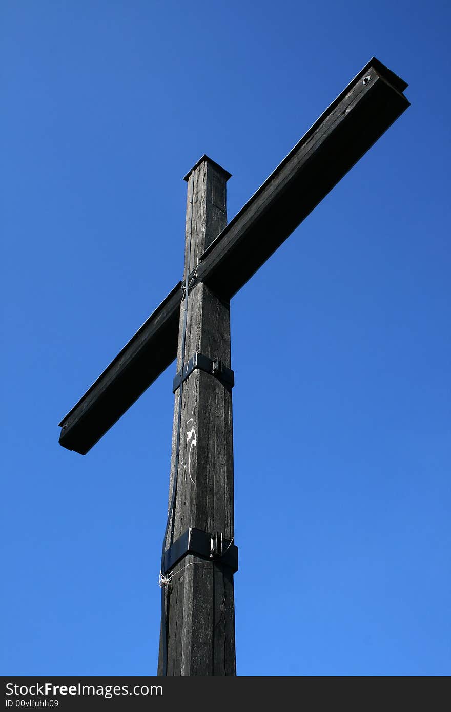 A cross seen from below. A cross seen from below