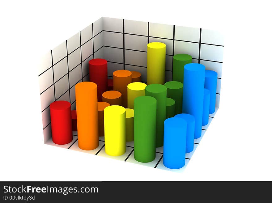 Statistics - 3d isolated multicolor diagram. Statistics - 3d isolated multicolor diagram