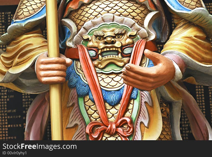 Malaysia, Penang: chinese temple; detail of a religious chinese statue