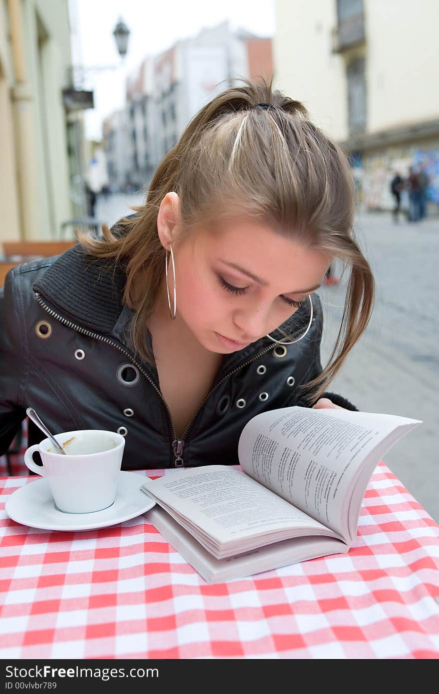 The student in cafe street in old city