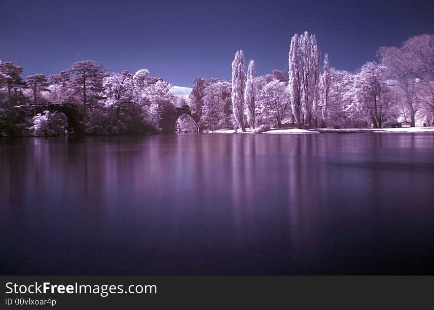 A lake in Austria in infrared light. A lake in Austria in infrared light