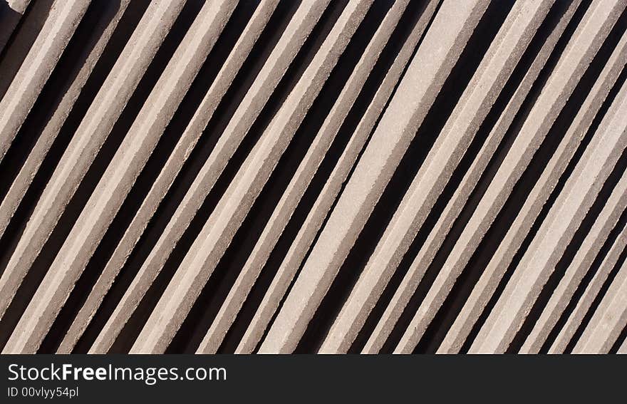 An arrangement of roofing tiles waiting to be used