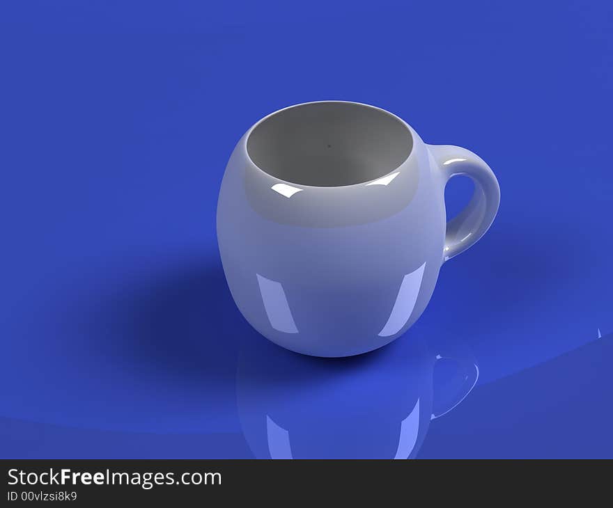 Isolated white cup with blue background