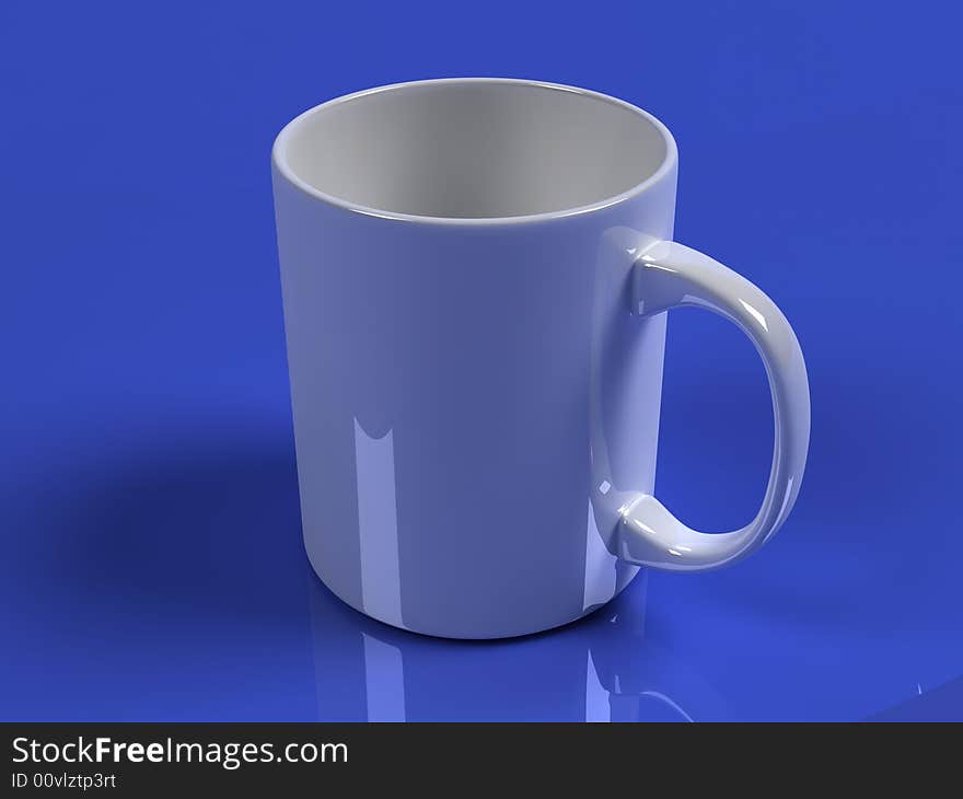 Isolated white cup with blue background