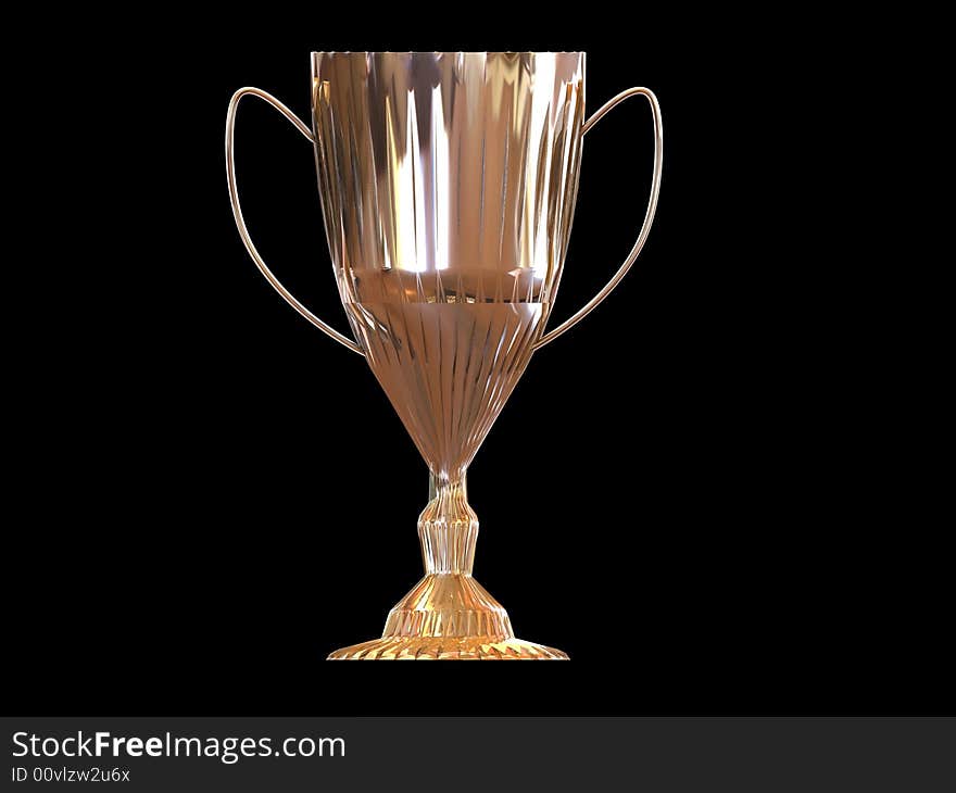 Golden throphy cup with black background. Golden throphy cup with black background