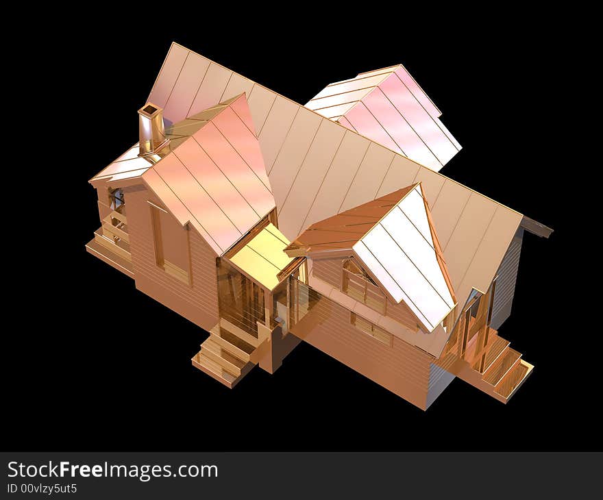 3D golden house